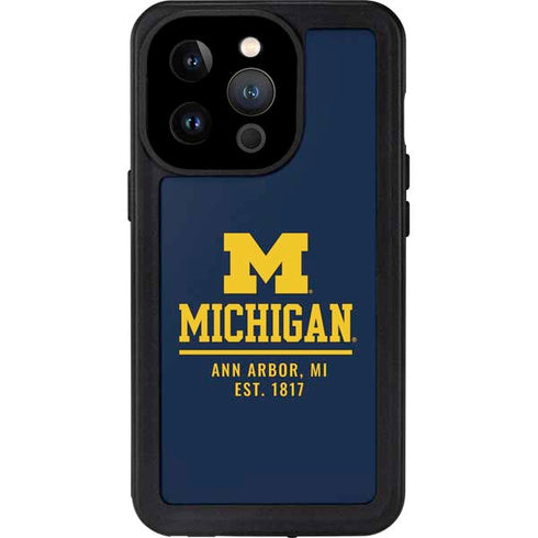 University of Michigan Ann Arbor Est 1817 iPhone 15 Pro Waterproof Case